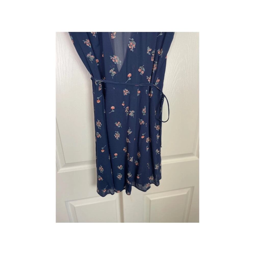 Reformation Oyster Navy Floral Wrap Mini Dress Sz M - Picture 8 of 9